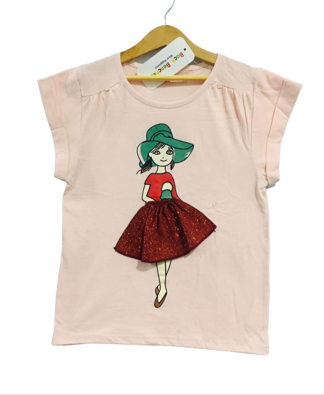 Girl with Frill Baby Pink T-Shirt Girls ( 192 )(1)