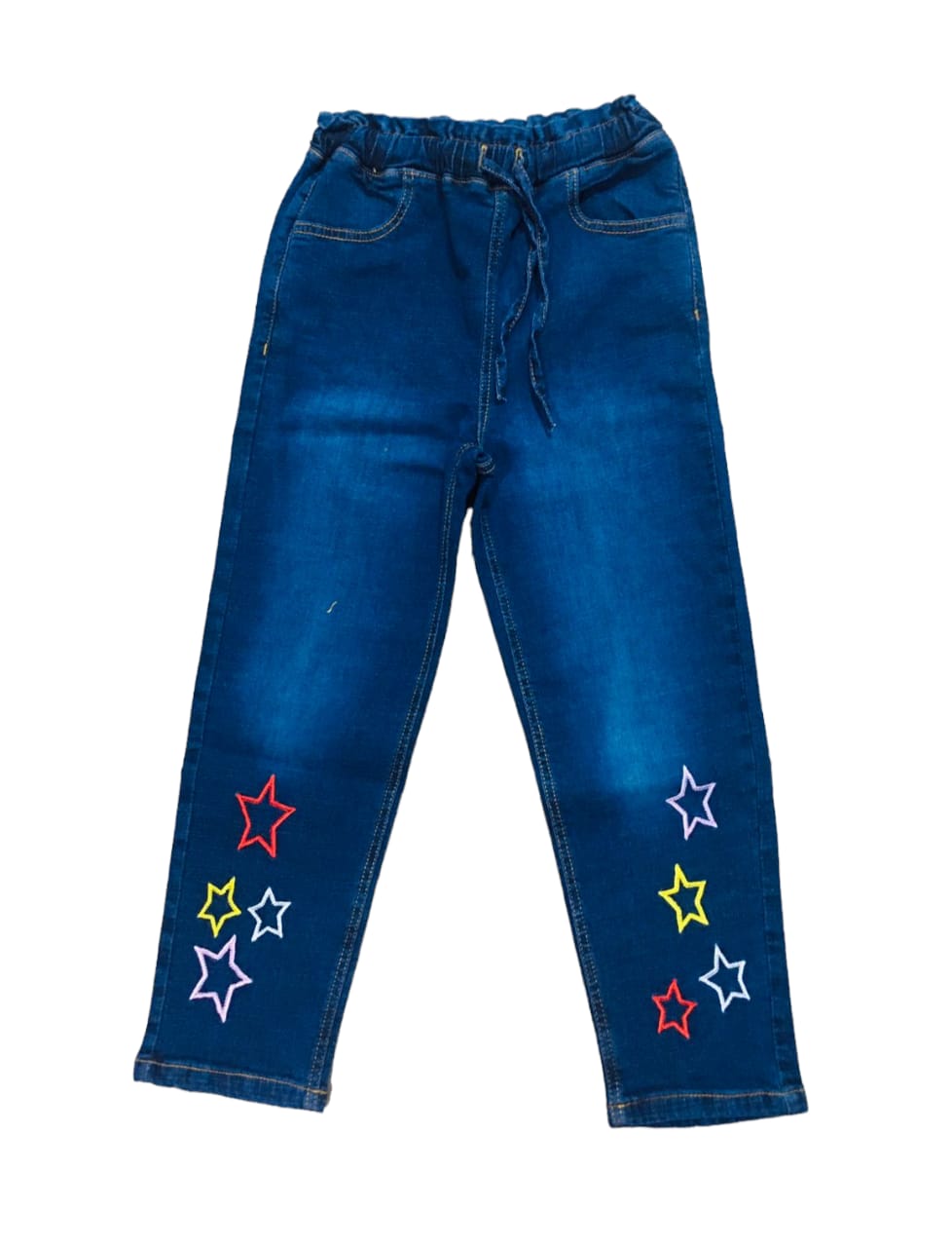 Multi Stars Dark Blue Jeans Girls