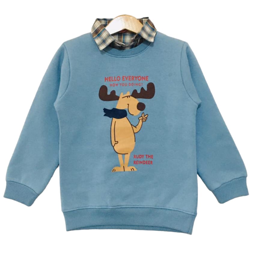 Hello Everyone Sky Blue Double Shirt Boys(1)