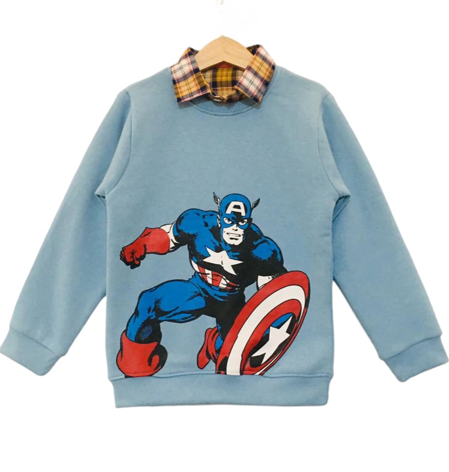 Captain American Sky Blue Double Shirt Boys