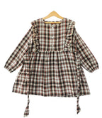 Off White  & Brown Checked Girl Top Girls (62) (1)