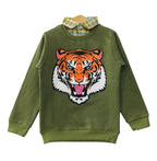 Tiger Print Dark Mehndi Double Shirt Boys (1)