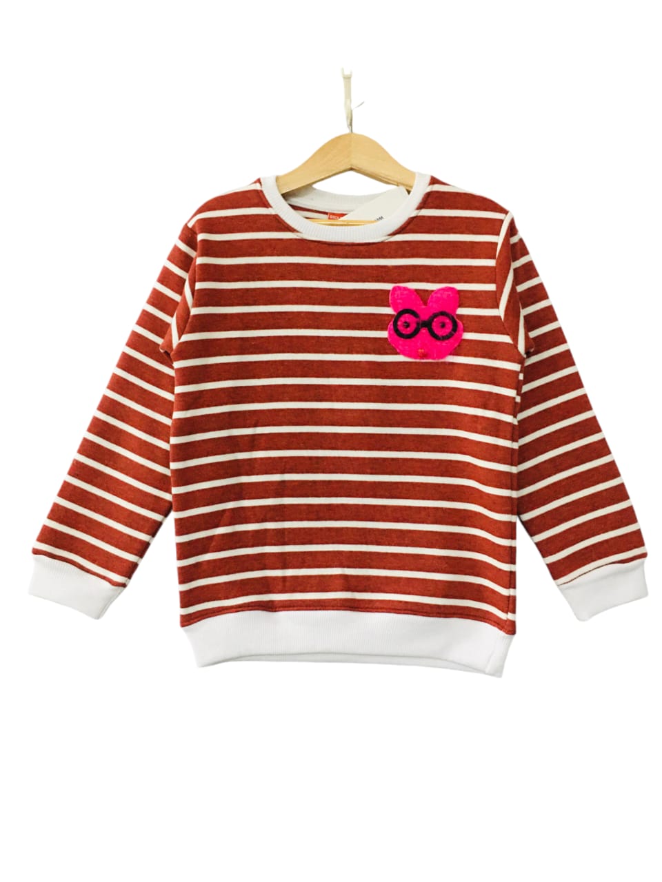 Mahroon & White Lines Sweatshirt Girls (1)