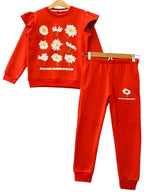Nine Flowers Fril Red Track-suit Girls (1)