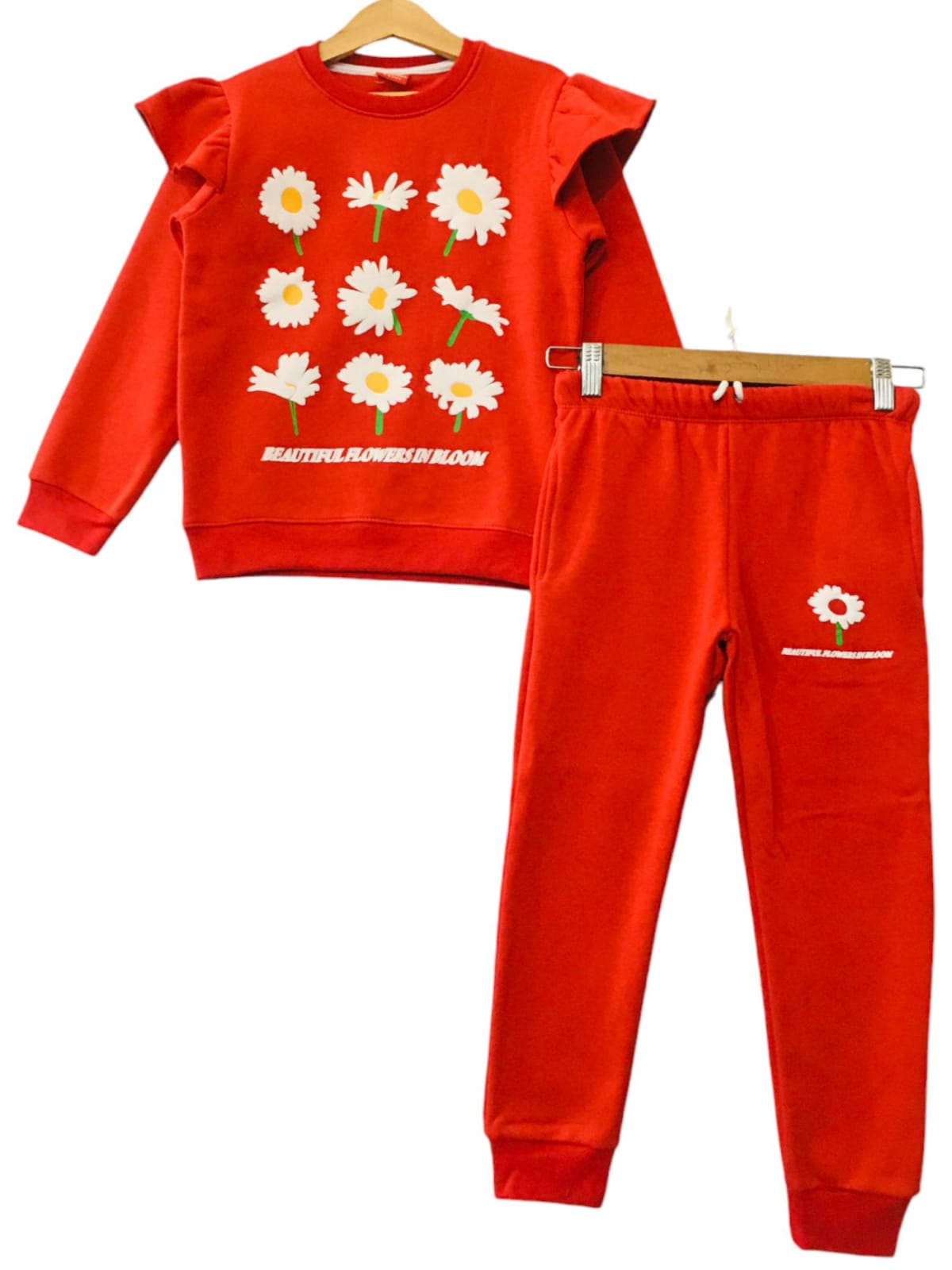 Nine Flowers Fril Red Track-suit Girls (1)