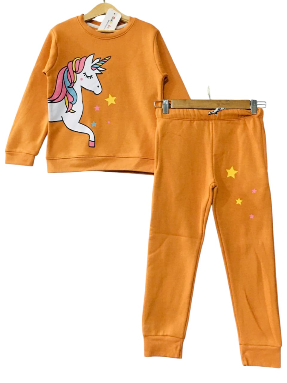 Unicorn With Stars Light Orange Track-suit Girls
