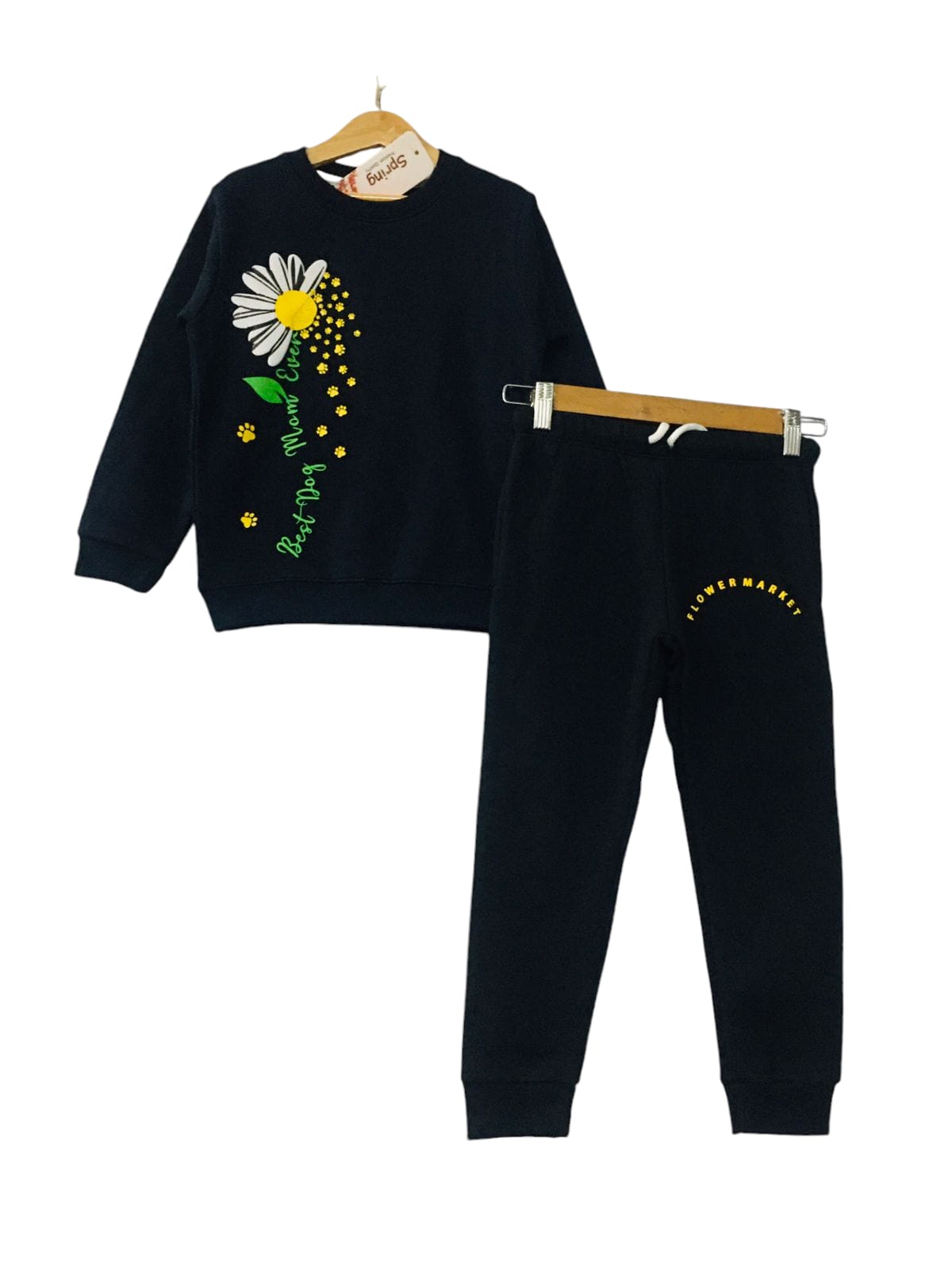 Half flower From Side Black Track-suit Girls ( R-255 )