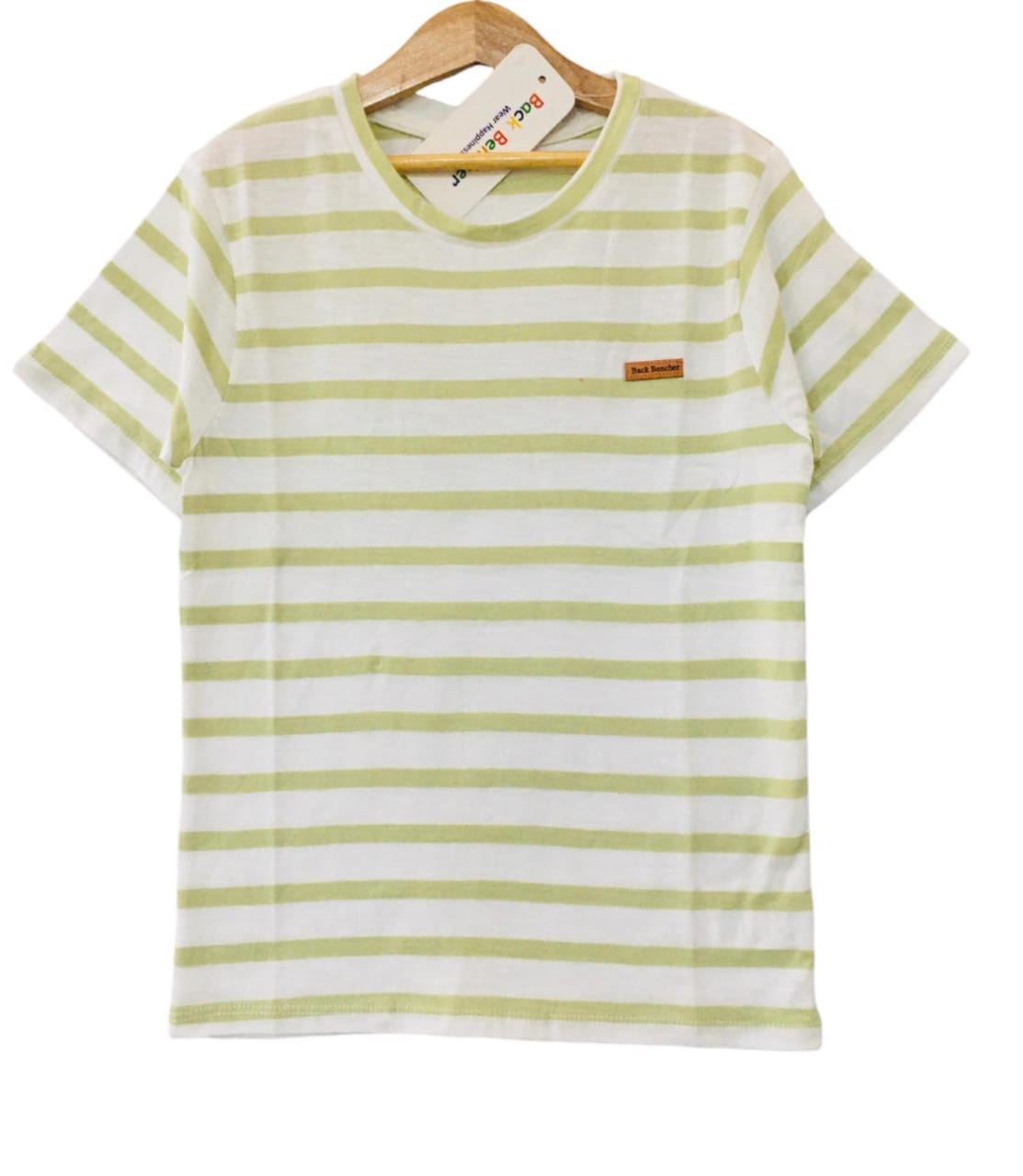 Back Bencher Logo White And Pista Line T shirt Boys ( 170 )