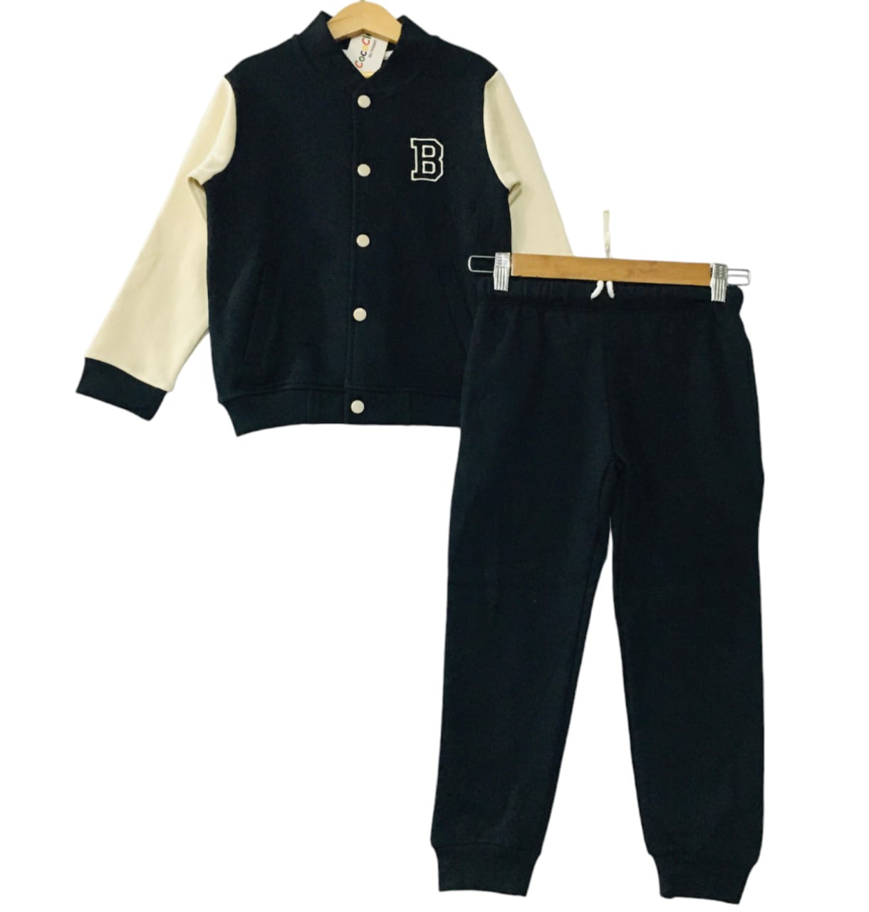 "B" Logo Black Body Cream Arms Jacket Track-suit Boys ( R-335=336 )