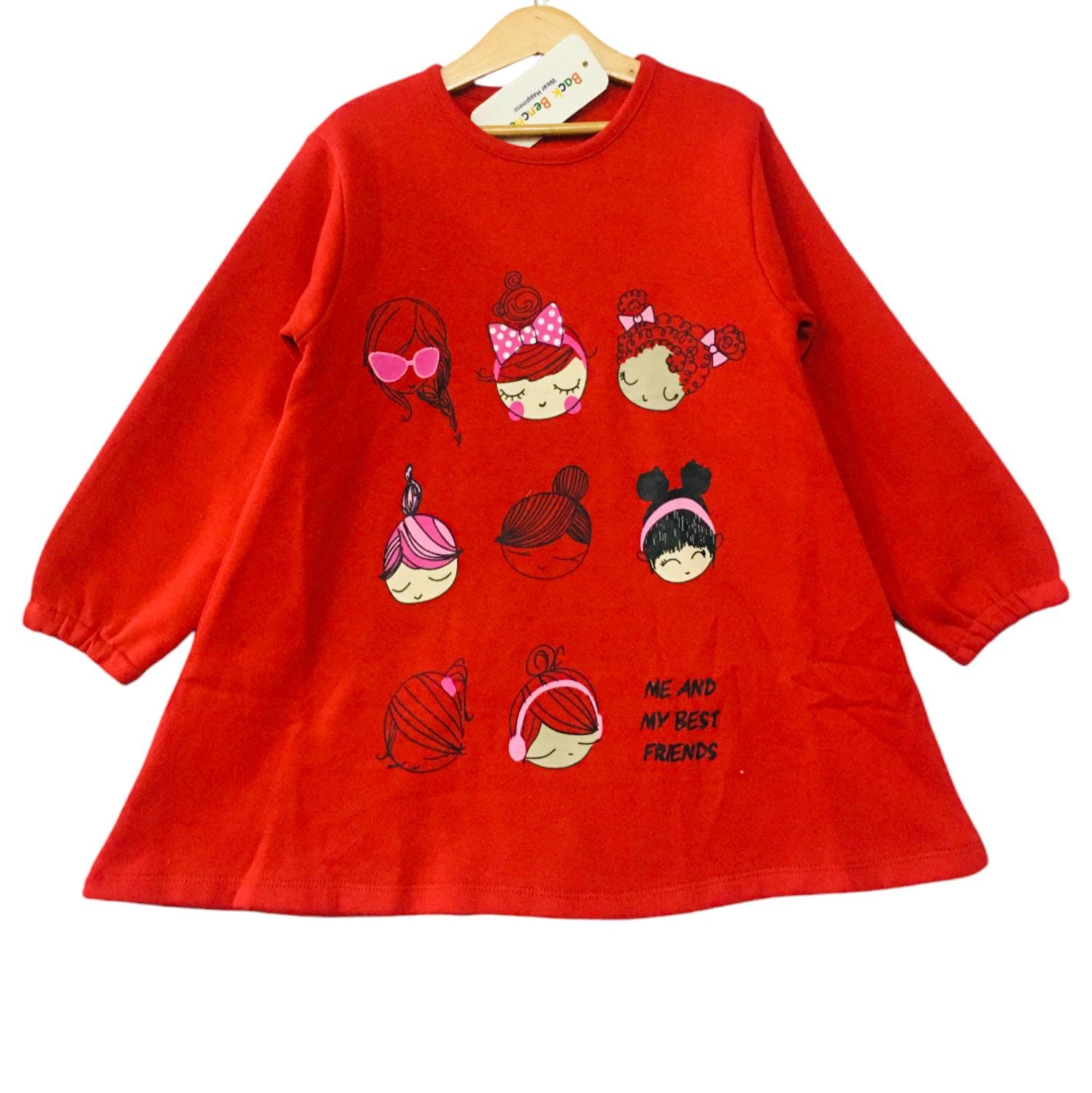 Best Friend Red Long Sweatshirt Girls