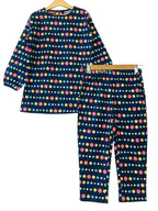 Multi Dots All Over Print Navy Blue Girl Pairs Girls