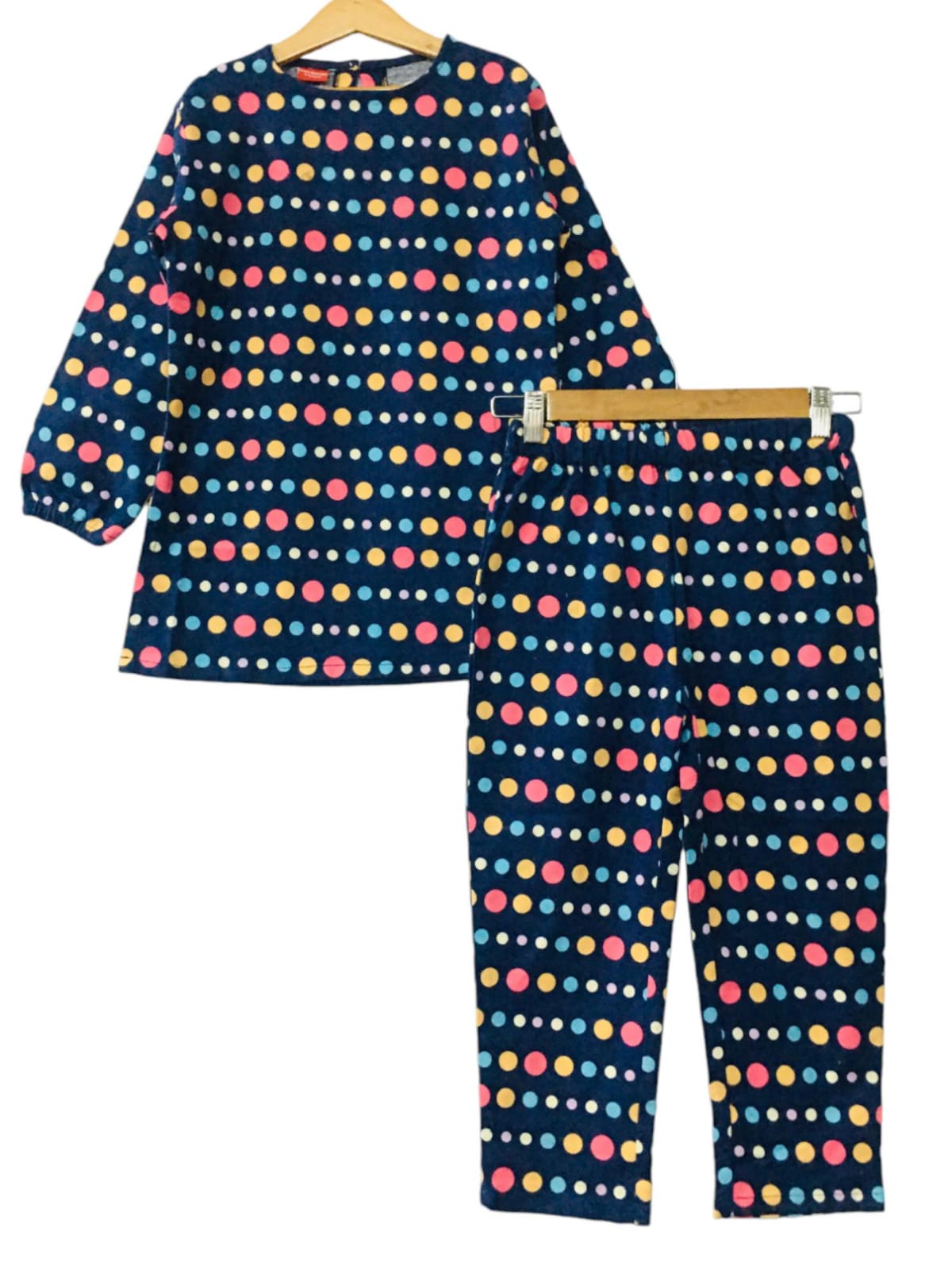 Multi Dots All Over Print Navy Blue Girl Pairs Girls