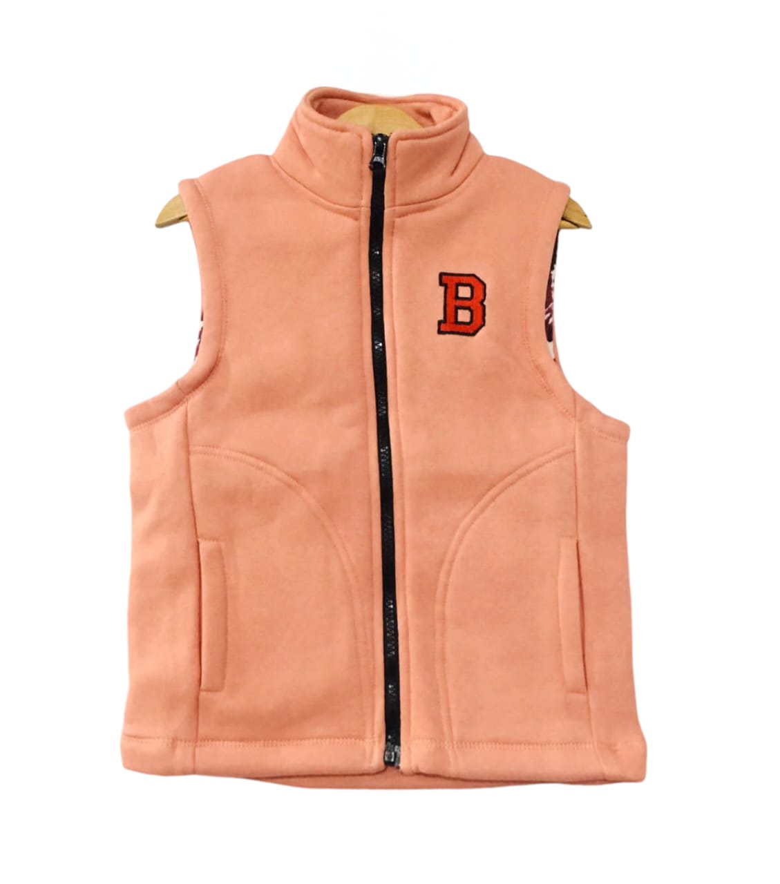 "B" Peach Sleeveless Jacket Boys (S)