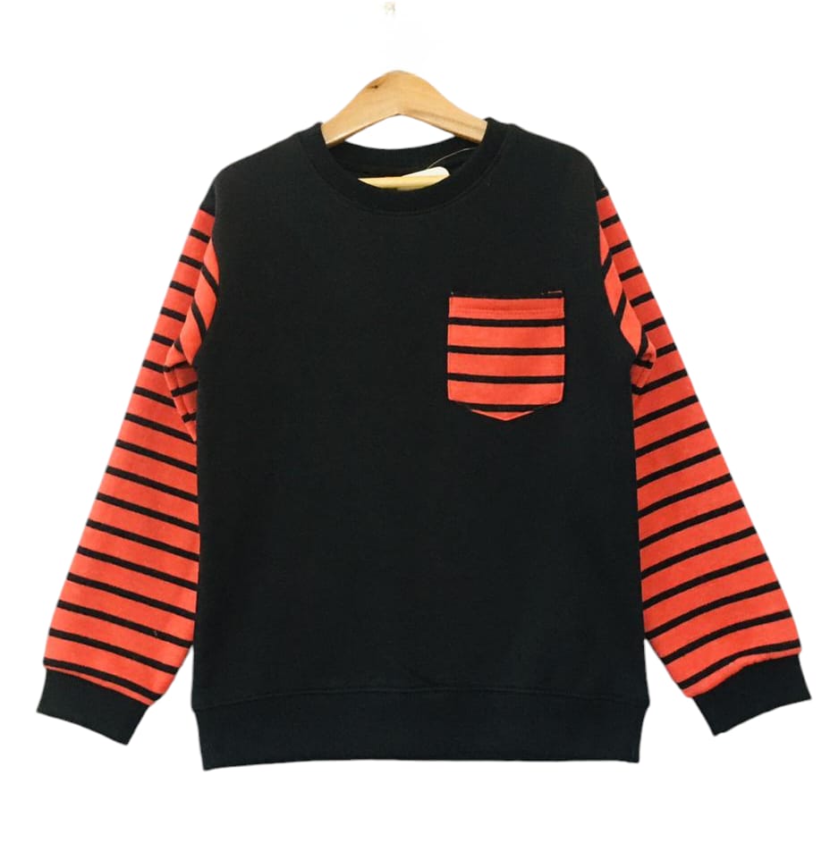 Black Body Red & Black Lines Arms Sweatshirt Boys (S)