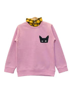 Cat Face Light Purple Double Shirt Boys ( R-369 )