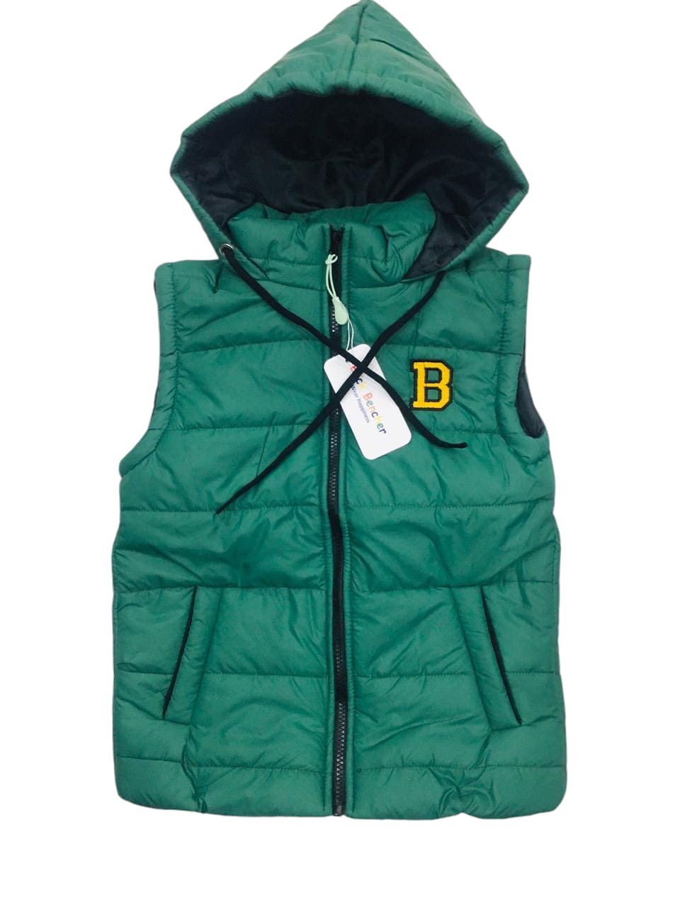 "B" Green Puffer Jacket Boys (S)