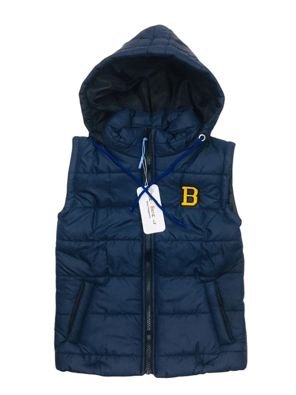"B" Navy Blue Puffer Jacket Boys (S)