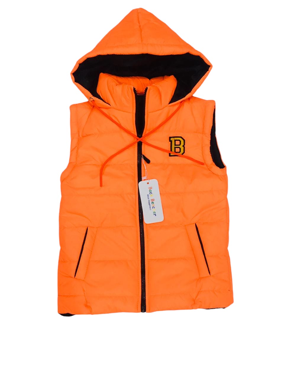 "B" Orange Puffer Jacket Boys (S)