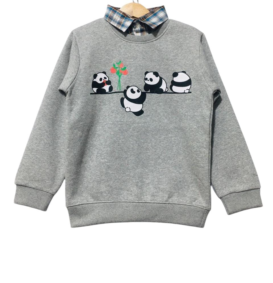 Four Panda Oatmeal Double Shirt Boys ( R-176 )