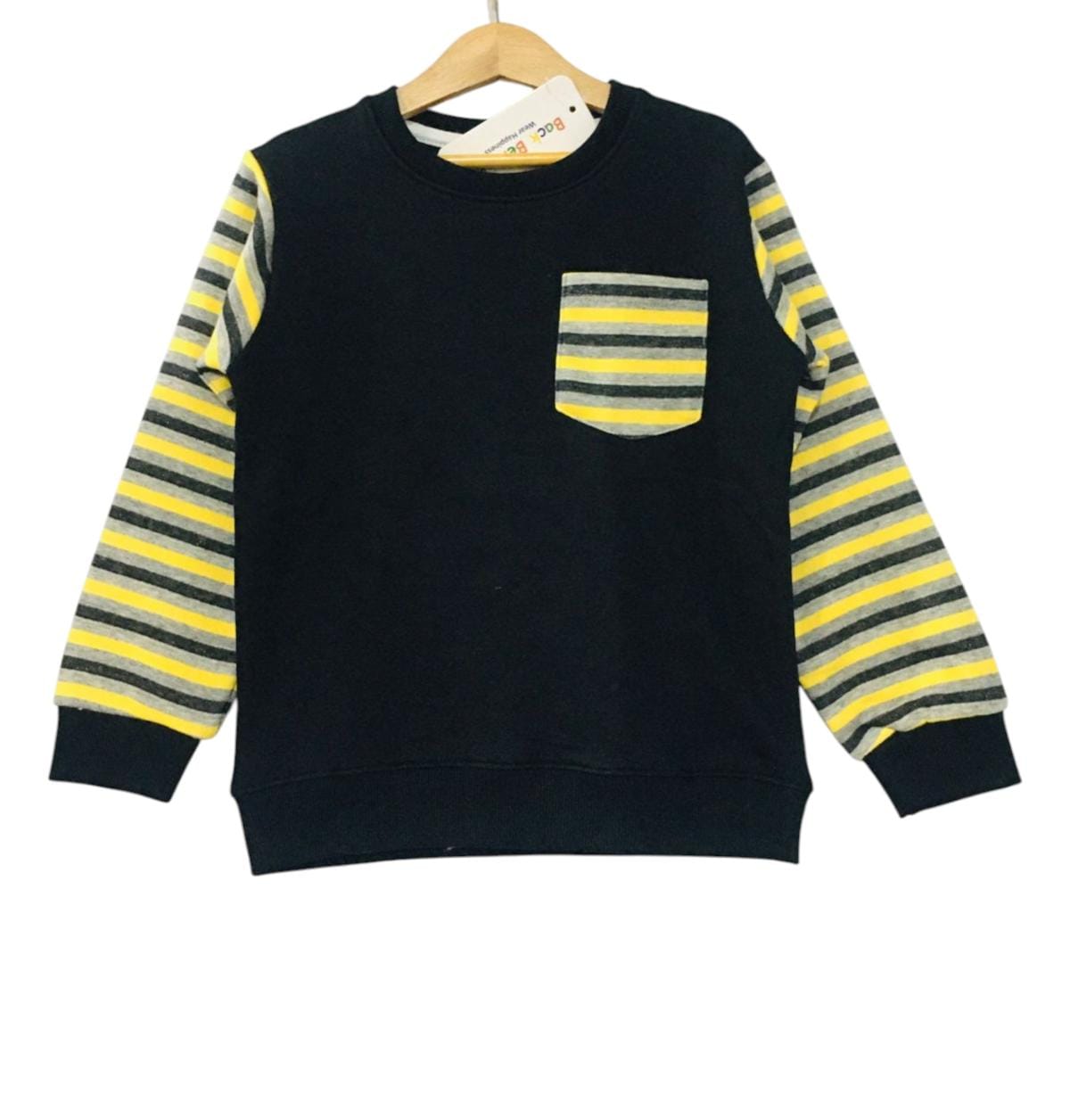 Black Body Yellow & Black Lines Arms Sweatshirt Boys (S)