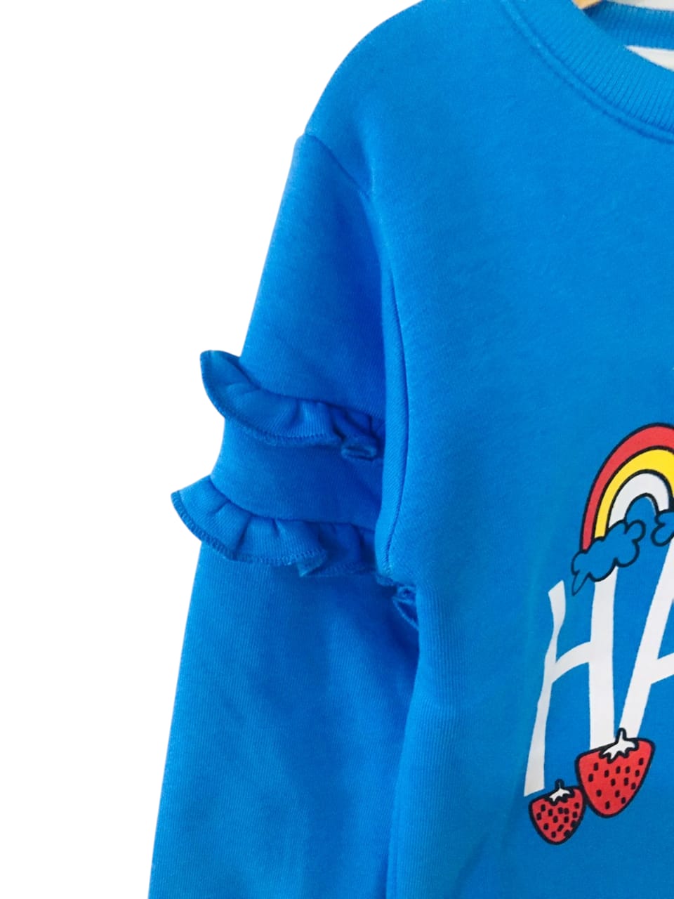 Be Happy With Frill Royal Blue Sweatshirt Girls (S)