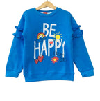 Be Happy With Frill Royal Blue Sweatshirt Girls ( R-419 )