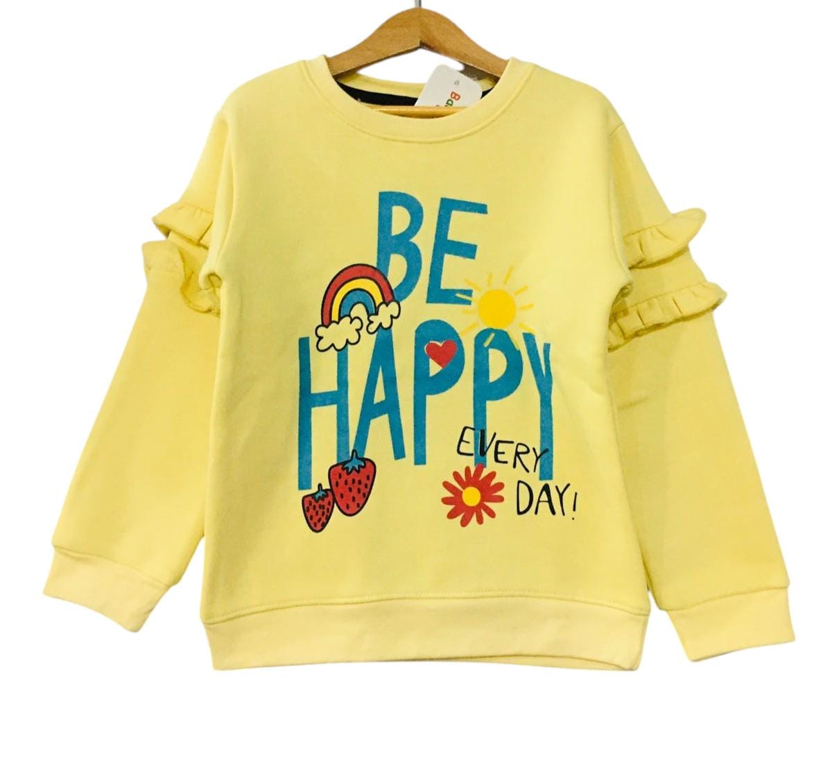 Be Happy With Frill Lemon Sweatshirt Girls (S)