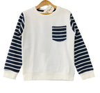 White Body Navy & White Lines Arms Sweatshirt Boys ( R-11 )