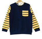 Navy Body Yellow & Navy Lines Arms Sweatshirt Boys ( R-27 )