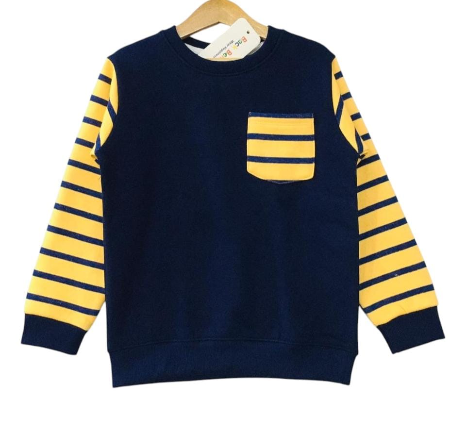 Navy Body Yellow & Navy Lines Arms Sweatshirt Boys ( R-27 )