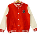 "B" Red Body Cream Arms Jacket Boys ( R-237N )