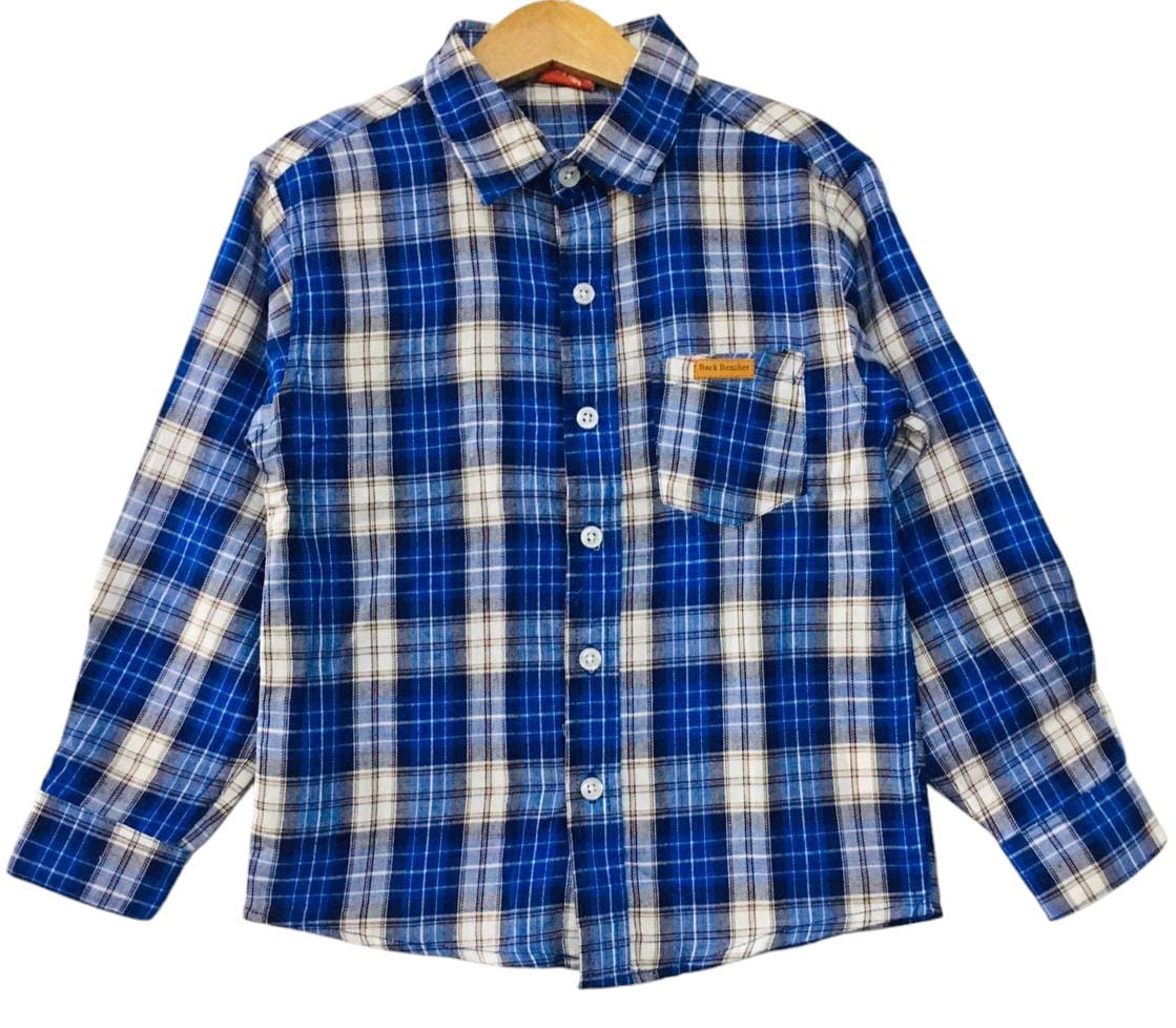 Royal Blue Checked Winter Casual-Shirt Boys ( R-225 )