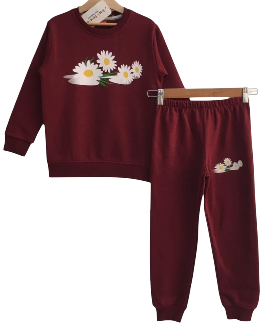 Four Flower Mahroon Track-suit Girls (S)