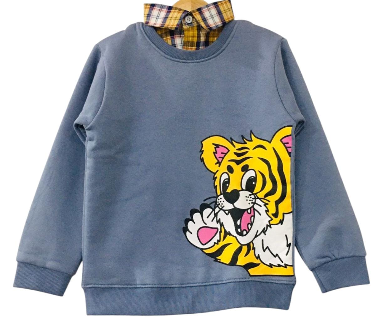 Lion From Side Light Gray Double Shirt Boys ( R-99 )