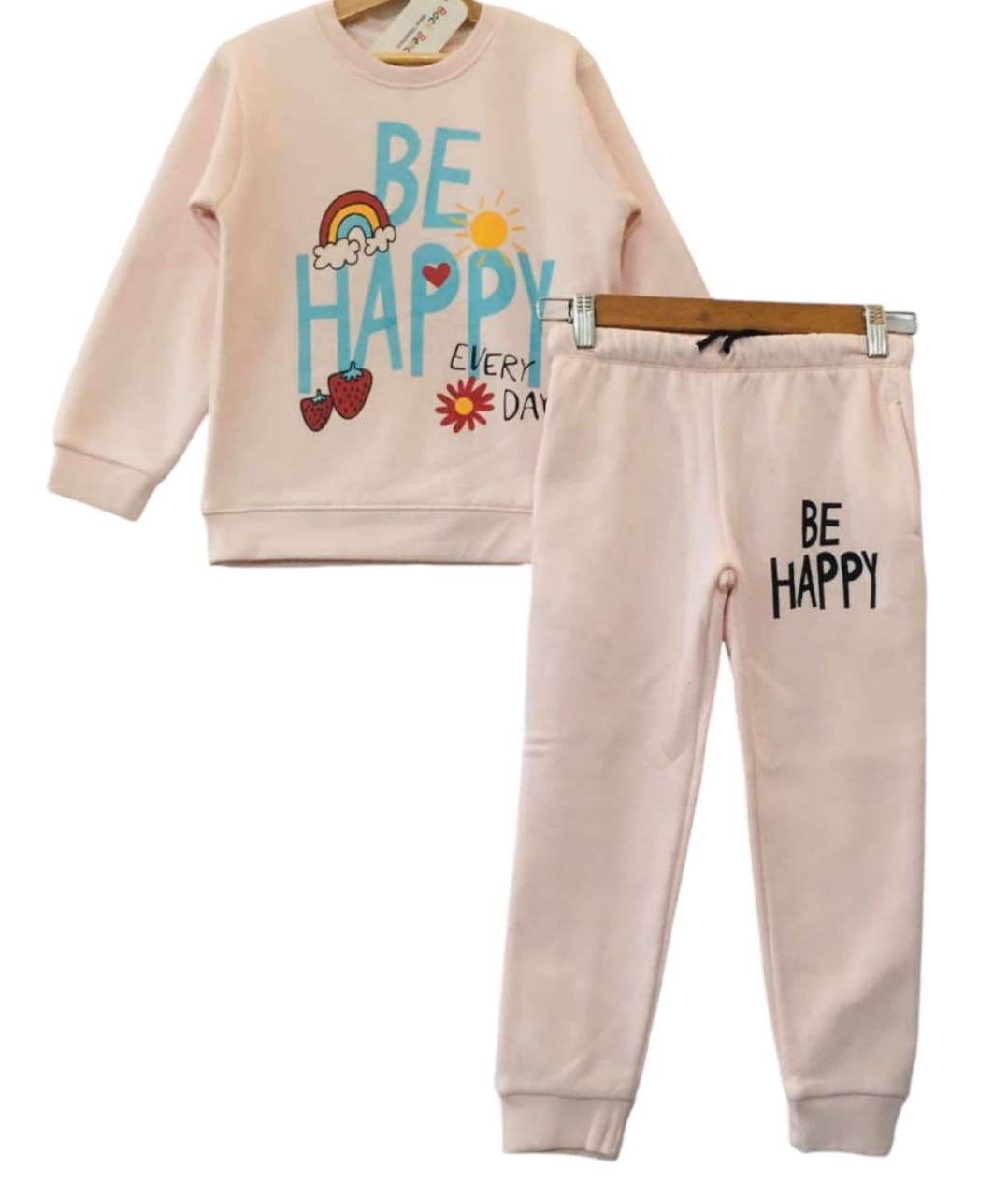 Be Happy Baby Pink Track-suit Girls (S)