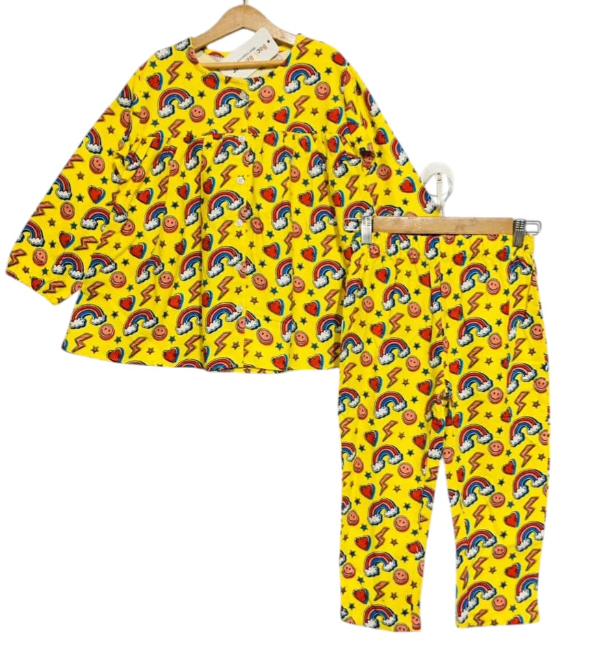 Rainbow Printing Yellow Girl Pairs Girls ( R-182 )