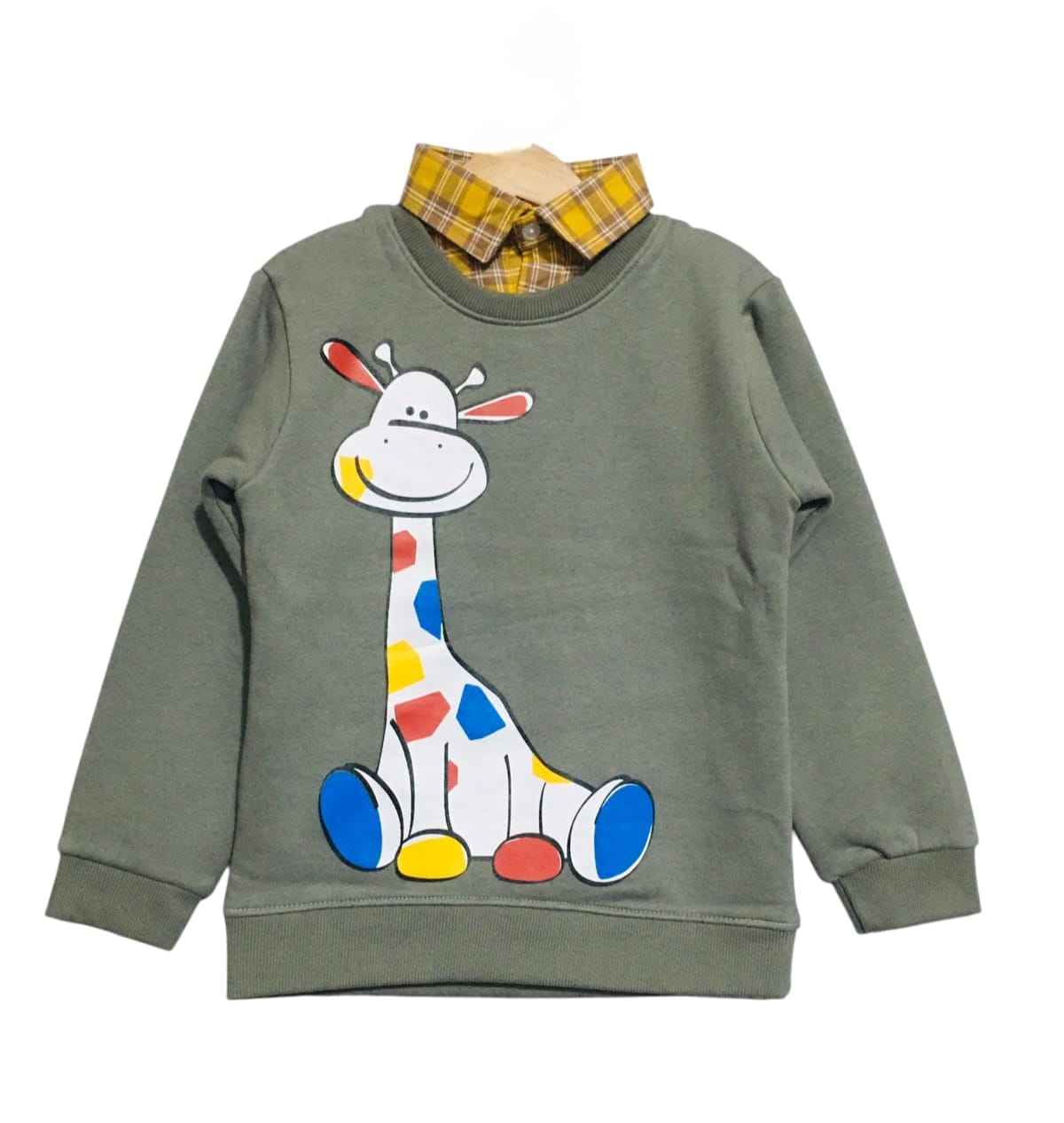 Giraffe Print Dark Pista Double Shirt Boys ( R-248 )