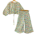 Yellow Multi Flower Full Sleeveless White Skate Fish Girls ( R-296 )