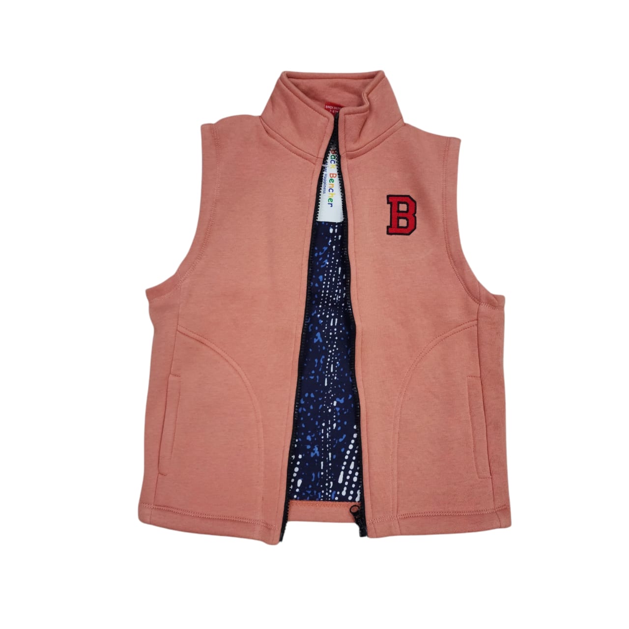 "B" Peach Sleeveless Jacket Boys (S)