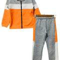 Three Penal Oatmeal & Orange Zipper Track-suit Boys ( R-184 )