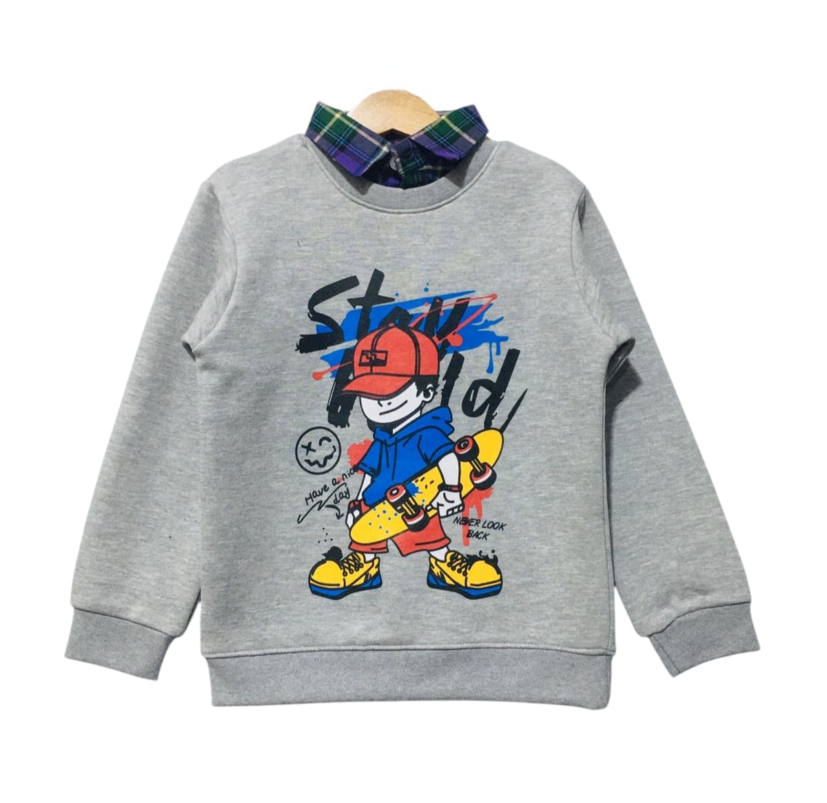 Never Look Back Oatmeal Double Shirt Boys ( R-249 )