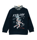 Space Travel Navy Double Shirt Boys ( R-77 )