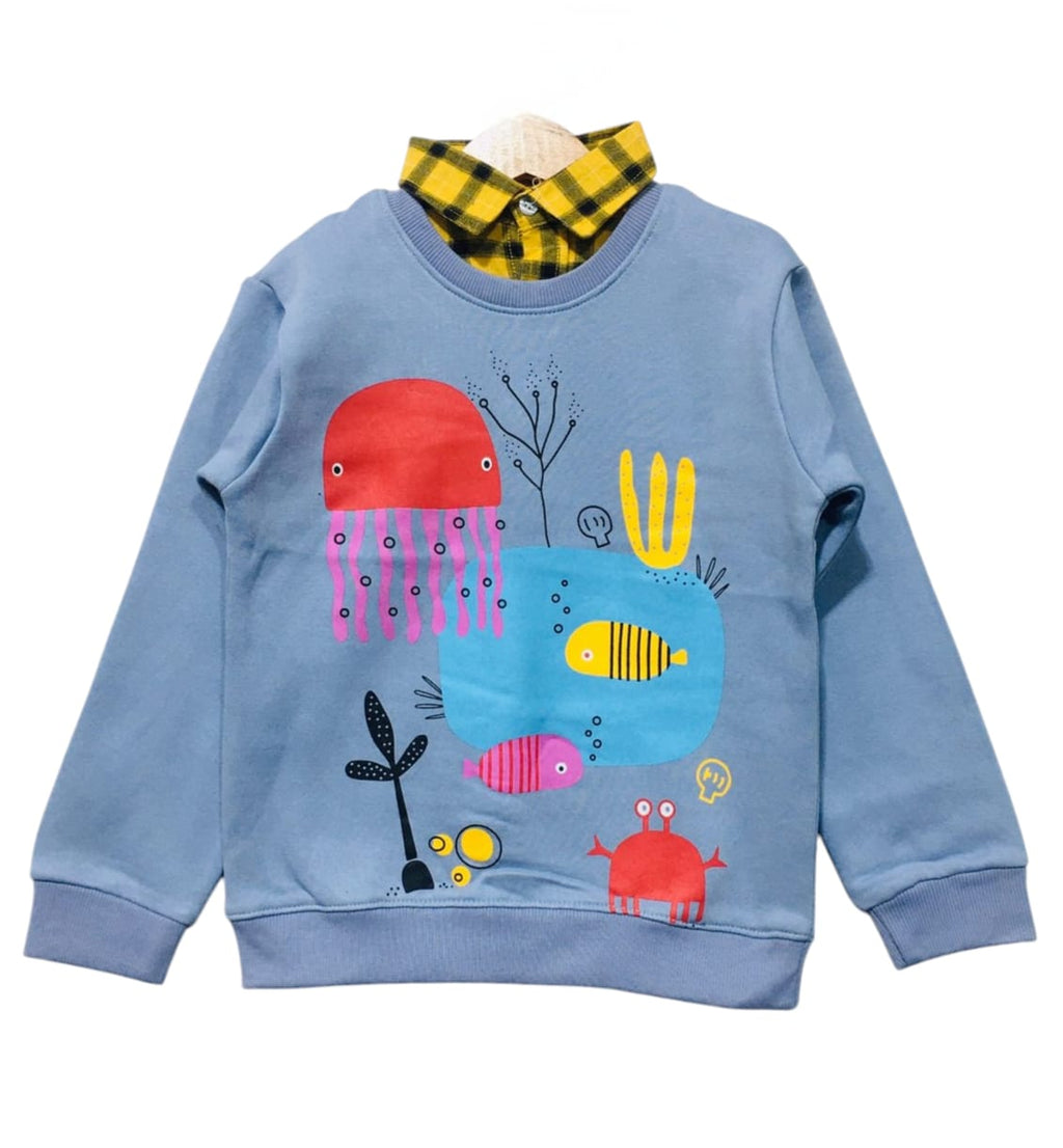 Fish Family Sky Double Shirt Boys ( R-342 )