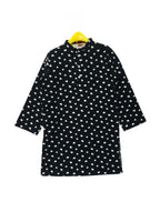 Heart All Over Print Black Kurta Boys (S)