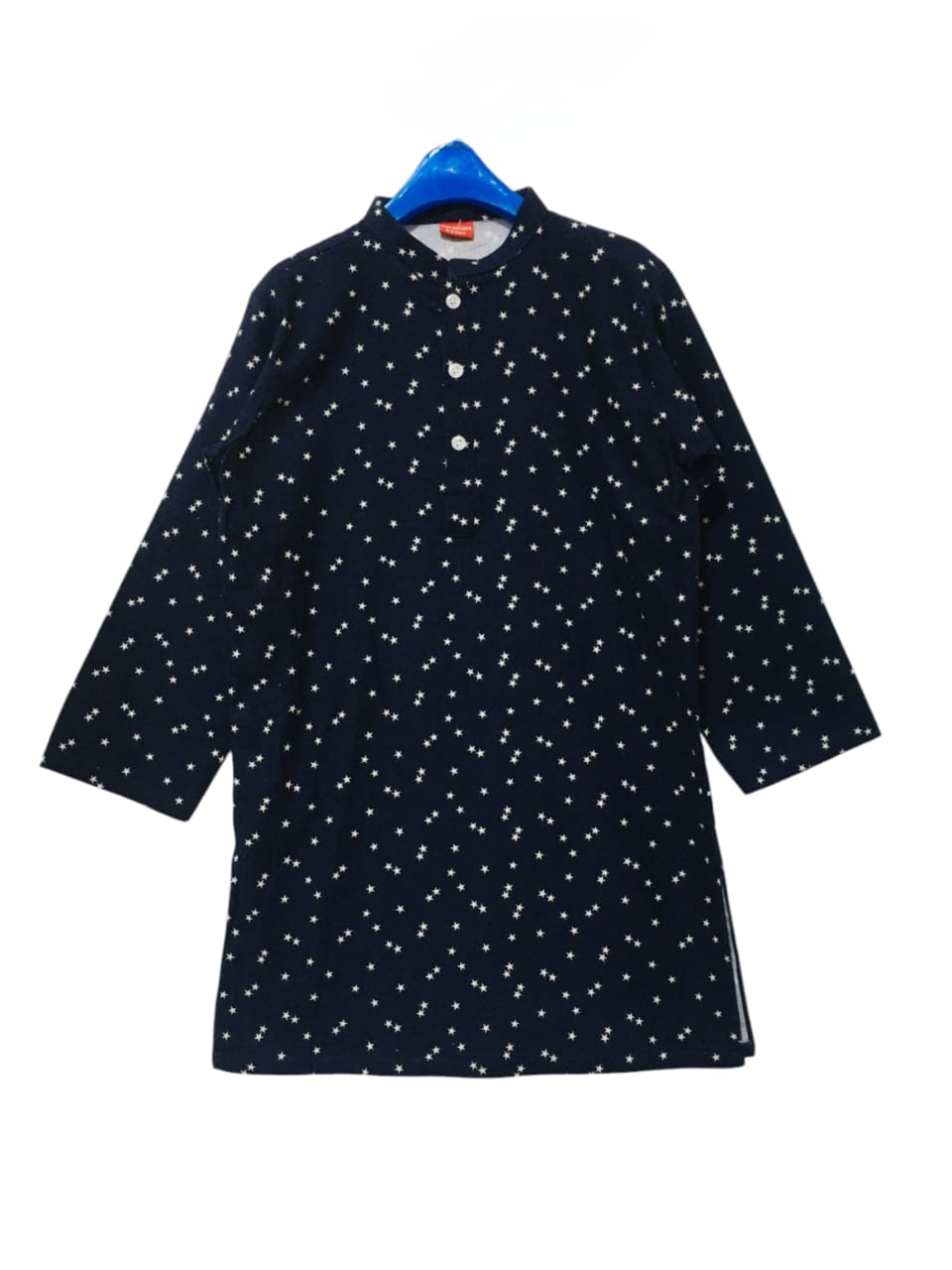 Star All Over Print Navy Blue Kurta Boys (S)