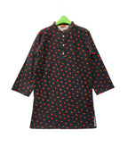 Red Heart All Over Print Charcoal Kurta Boys (S)