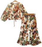 Brown Flower All Over Full Sleeve White Skate Fish Girls