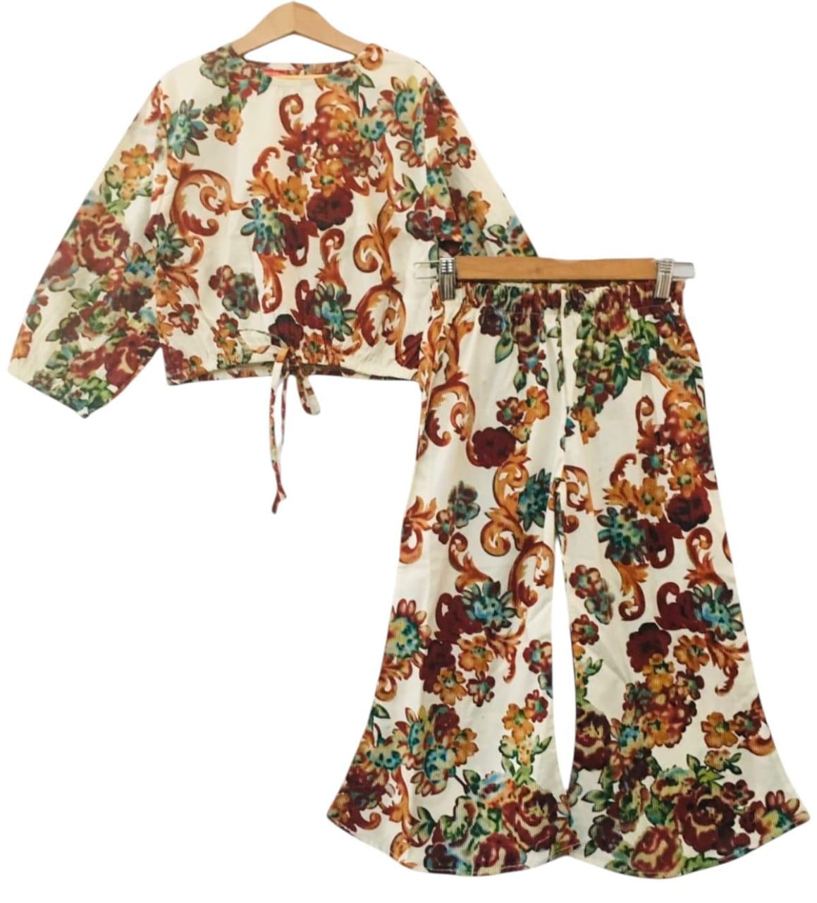 Brown Flower All Over Full Sleeve White Skate Fish Girls