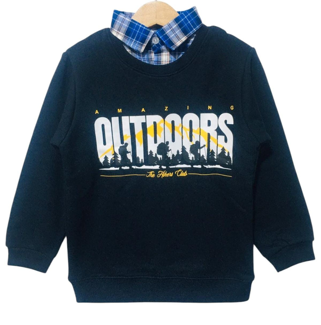 Outdoor Navy Blue Double Shirt Boys ( R-417 )