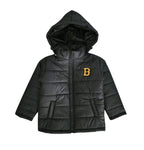 "B" Black Puffer Jacket Removable Hood Boys (S)